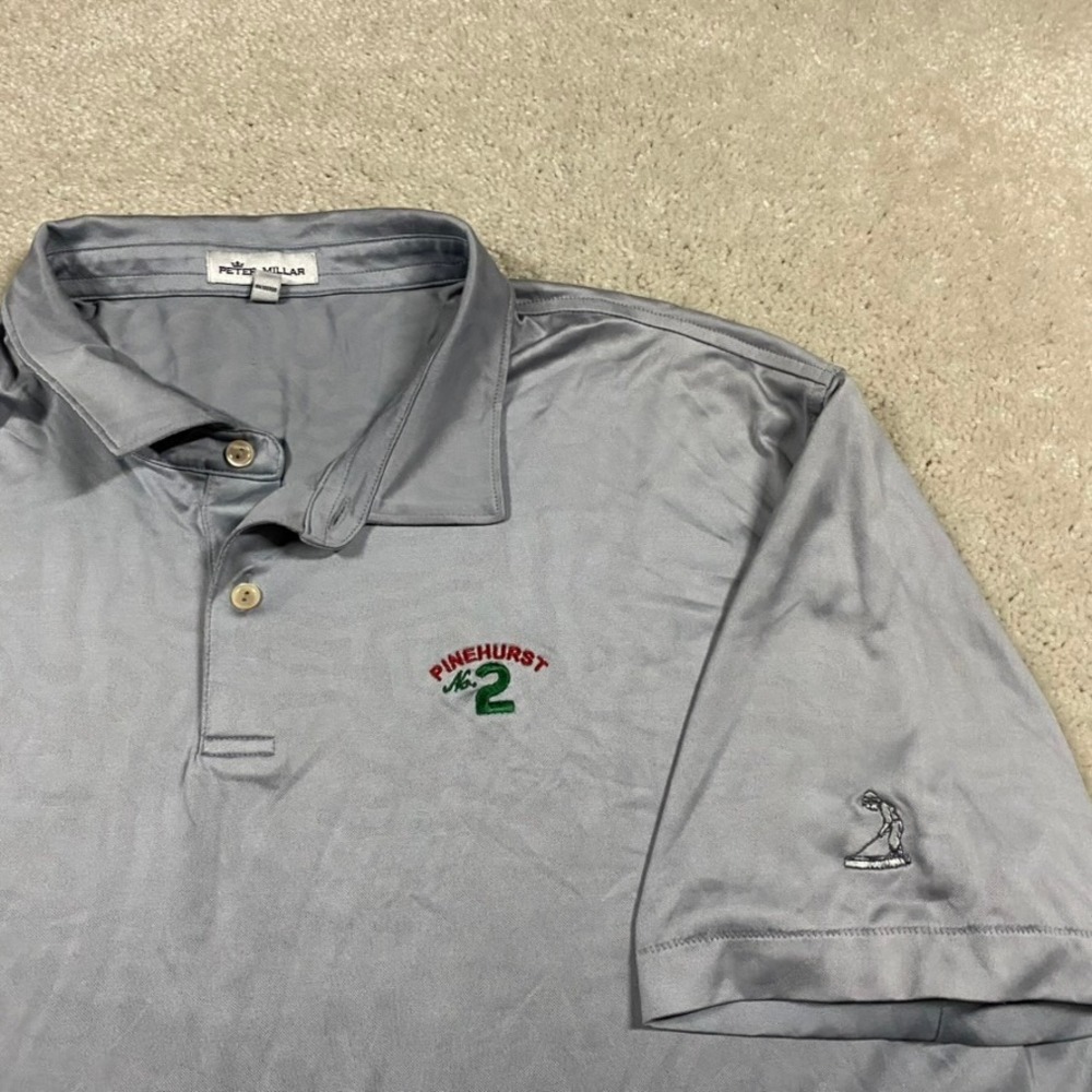 Peter Millar Pinehurst No 2 Golf Polo Shirt Mens XXL Gray Performance Shirt AOP